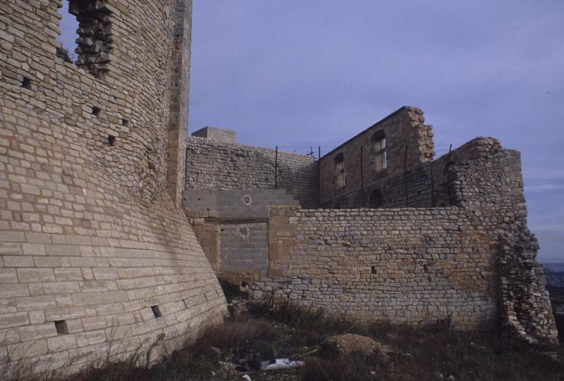 Côté sud, ancienne cour d'entrée, au fond le mur est.