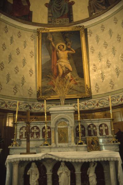 Autel et tableau : saint Sébastien par Melchior Doze.