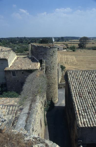 Chemin de ronde, vue depuis l'entrée sud vers la tour sud-est.