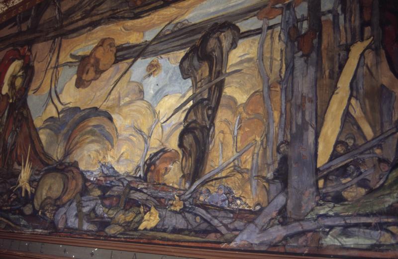 Chapelle. Peintures à l'huile sur toile marouflée de Georges Desvallières : l'Assaut, 1918.