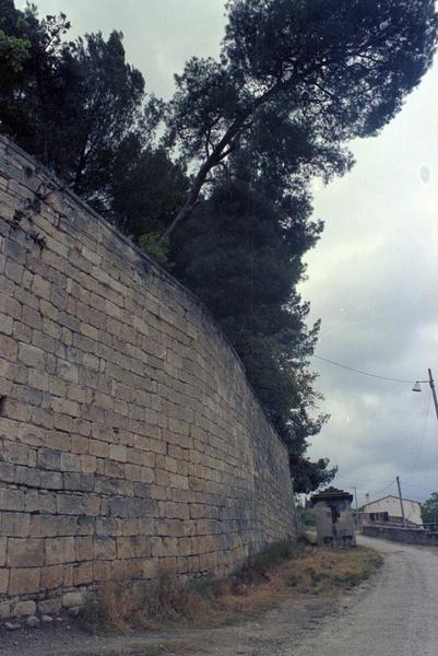 Mur de soutènement sud, longeant la rue montée du château.