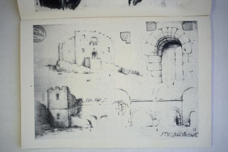 Dessin issu de l'article d'Elie Pelaquier dans Rhodania (1984), dont l'original de Léon Alègre date du milieu du XIXe siècle et est conservé à la bibliothèque-musée de Bagnols-sur-Cèze.