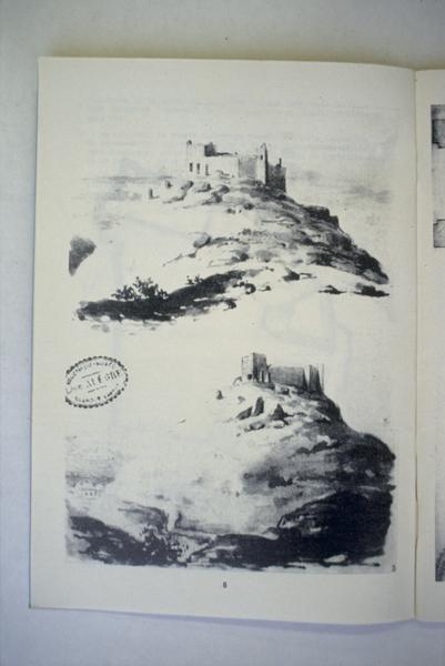 Dessin issu de l'article d'Elie Pelaquier dans Rhodania (1984), dont l'original de Léon Alègre date du milieu du XIXe siècle et est conservé à la bibliothèque-musée de Bagnols-sur-Cèze.