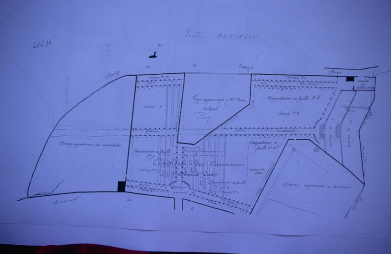 Plan de la partie Jeanne Bergeron (après 1856), archives départementales 42 J 73.