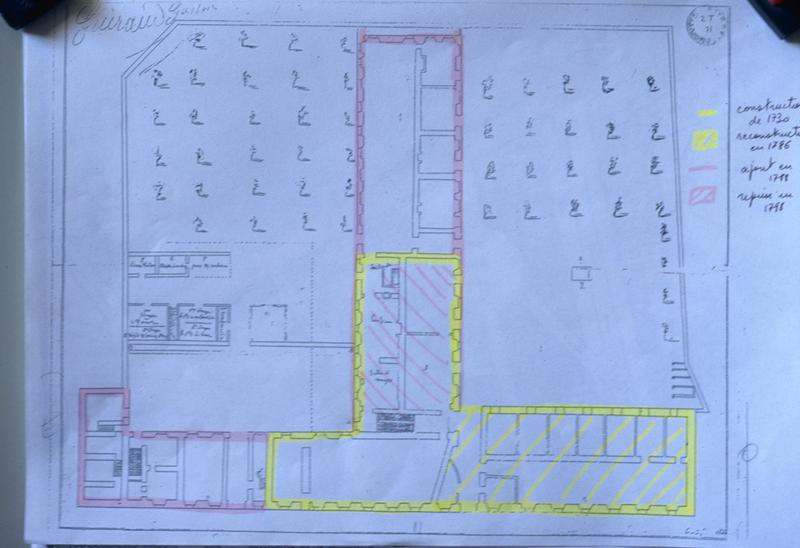 Plan avec chronologie de la construction des batiments.