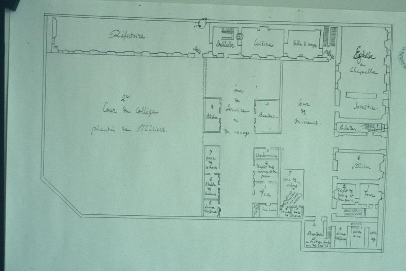 Plan rez-de-chaussée, cf lettre 28/08/1844, archives départementales 2T71.