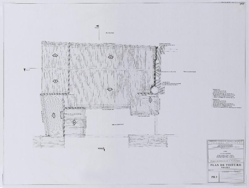 Projet architectural et technique, plan de toiture, projet, PR3.