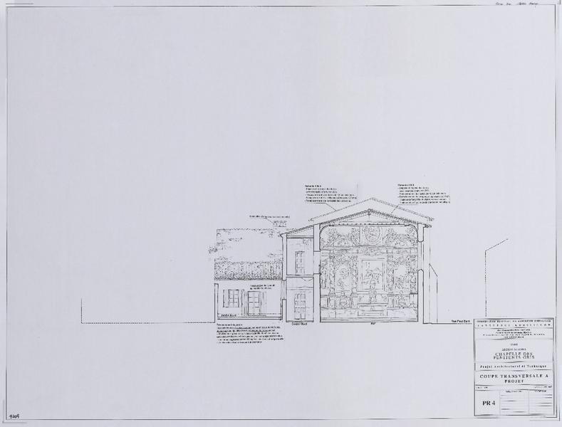 Projet architectural et technique, coupe transversale A, projet, PR4.