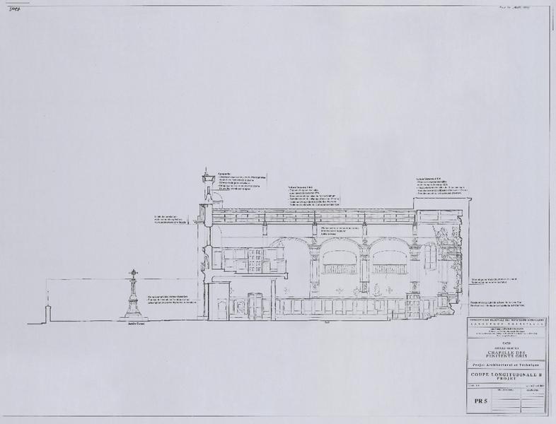 Projet architectural et technique, coupe longitudinale B, projet, PR5.