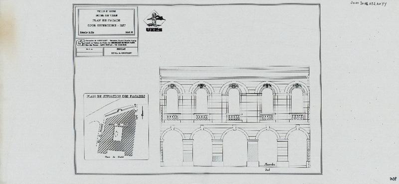 Plan de façade, cour intérieure, est.