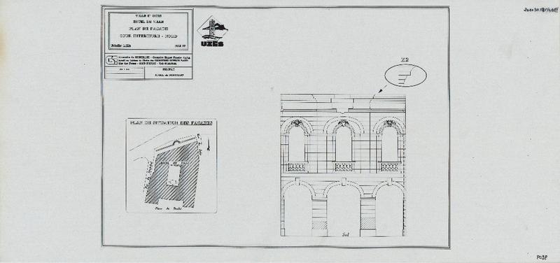 Plan de façade, cour intérieure, nord.