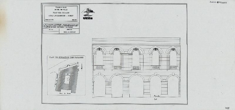 Plan de façade, cour intérieure,ouest.