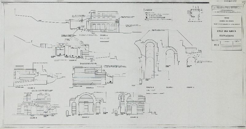 Temple de Diane, projet de restauration et consolidation, état des lieux, élévations, EL2.