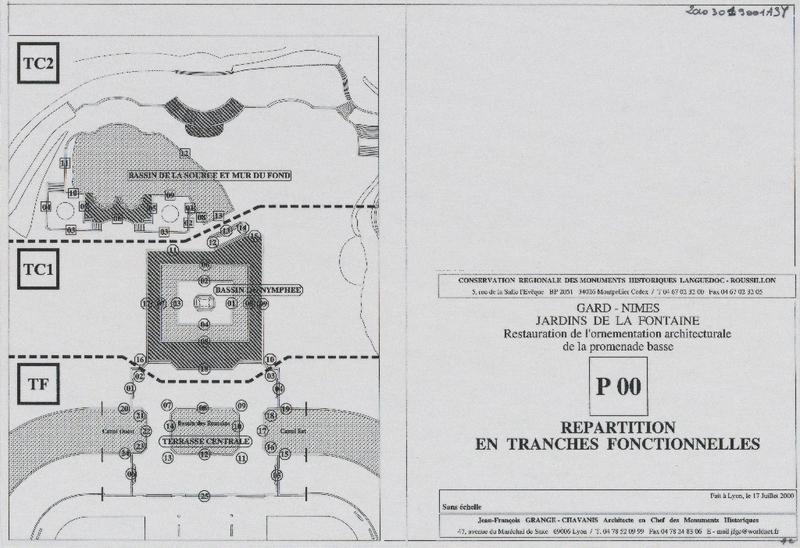 Restauration de l'ornementation architecturale de la promenade basse. P00. Répartition en tranches fonctionnelles.