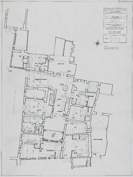 Bâtiment des frères, PAT, état des lieux, plan du rez-de-chaussée. EL1.