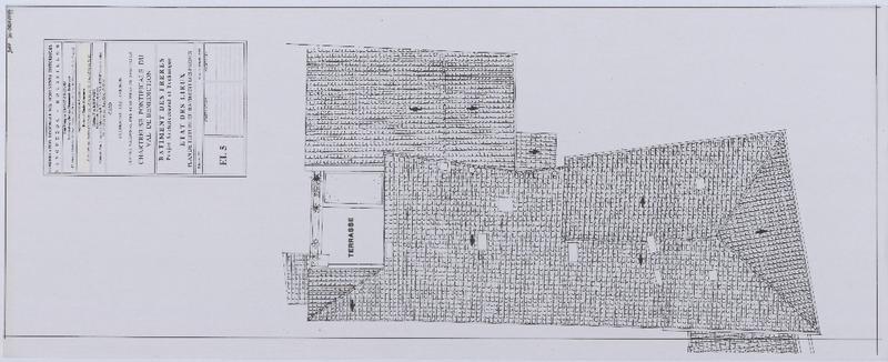 Bâtiment des frères, PAT, état des lieux, plan de toiture du bâtiment des frères. EL5.