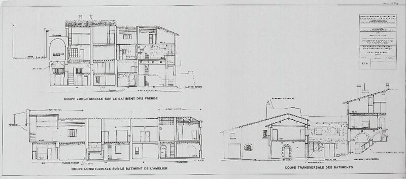 Bâtiment des frères, PAT, état des lieux, coupes. EL6.