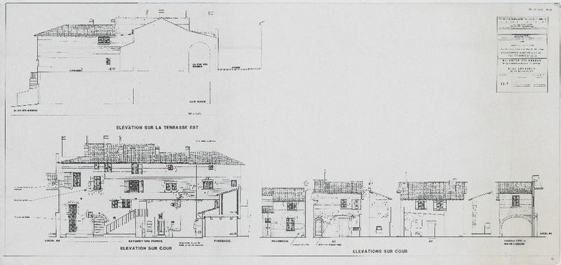 Bâtiment des frères, PAT, état des lieux, élévations sur cour. EL7.