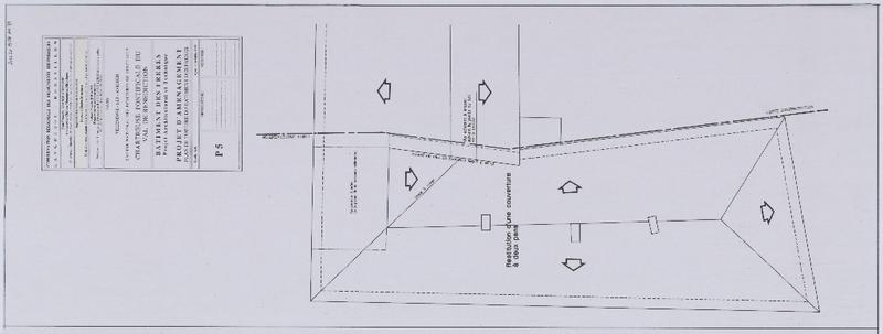 Bâtiment des frères, PAT, projet d'aménagement, plan de toiture du bâtiment des frères. P5.