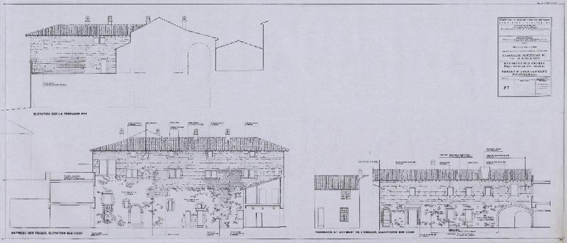 Bâtiment des frères, PAT, projet d'aménagement, élévations sur cour. P7.