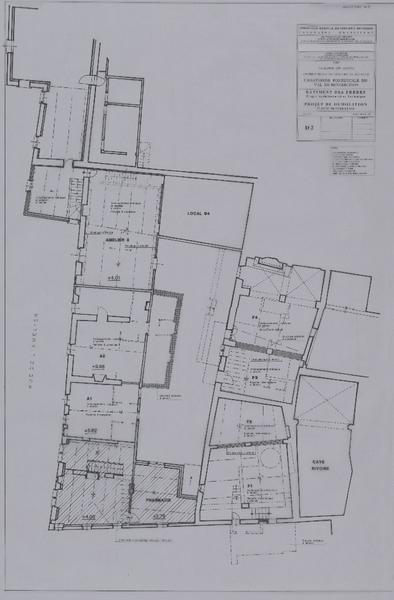 Bâtiment des frères, PAT, projet de démolition, plan du premier étage. D2.