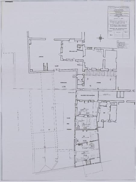 Bâtiment des frères, PAT, projet de démolition, plan du deuxième étage. D3.