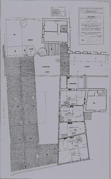 Bâtiment des frères, PAT, projet de démolition, plan du troisième étage. D4.