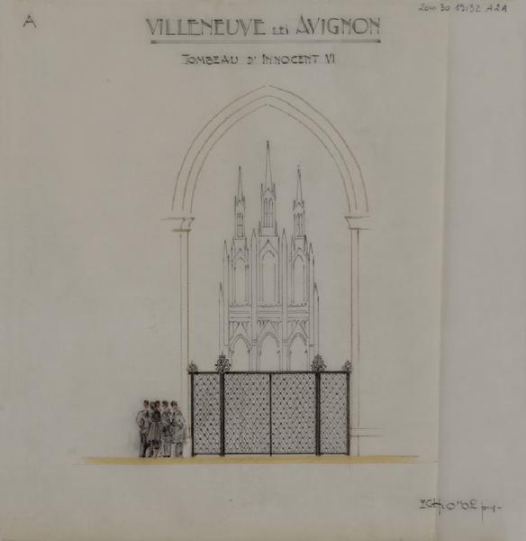 Projet de grille pour fermer la chapelle du tombeau d'Innocent VI. Projet A.