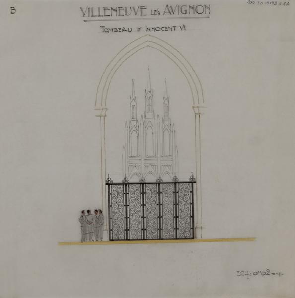 Projet de grille pour fermer la chapelle du tombeau d'Innocent VI. Projet B.