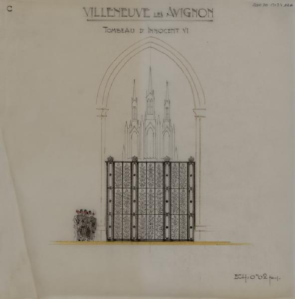 Projet de grille pour fermer la chapelle du tombeau d'Innocent VI. Projet C.