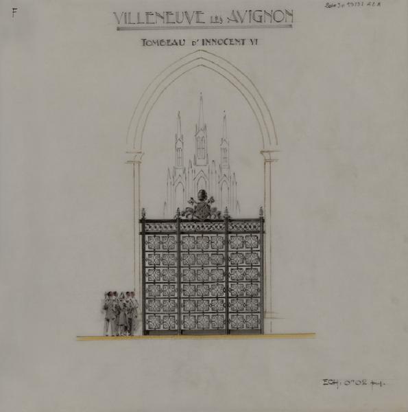 Projet de grille pour fermer la chapelle du tombeau d'Innocent VI. Projet F.