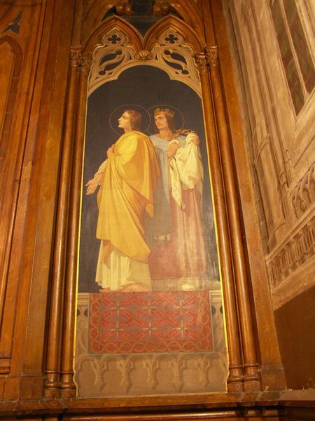 Chapelle centrale, côté Est ou chapelle de la croix : peintures côté sud signées Doze.