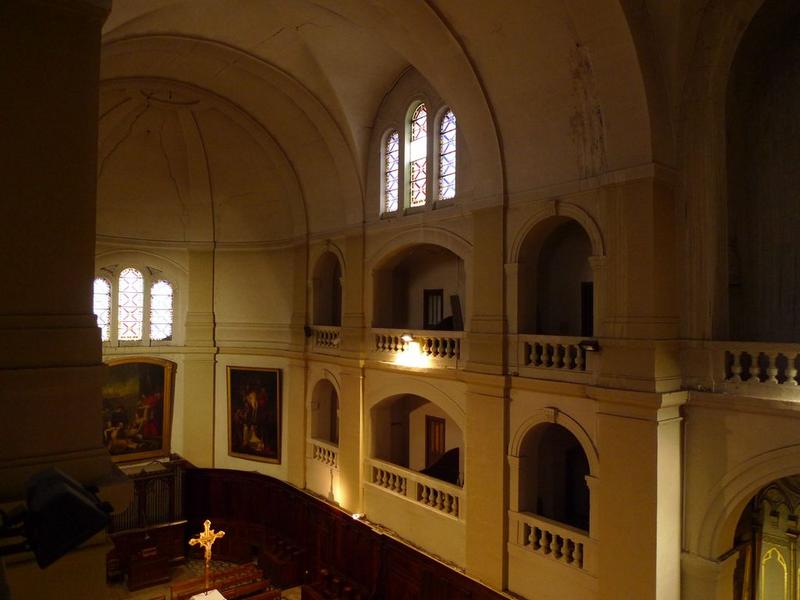 Choeur, côté Est : vue de la travée de choeur d'origine et reconstruction du XIXe.