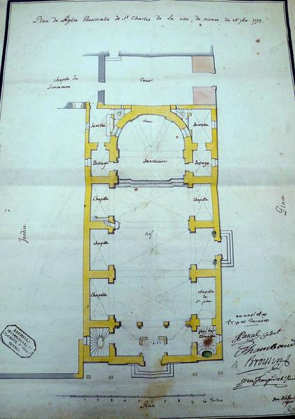 Plan 1773 signé Rollin, conservé aux archives départementales du Gard (G1244).