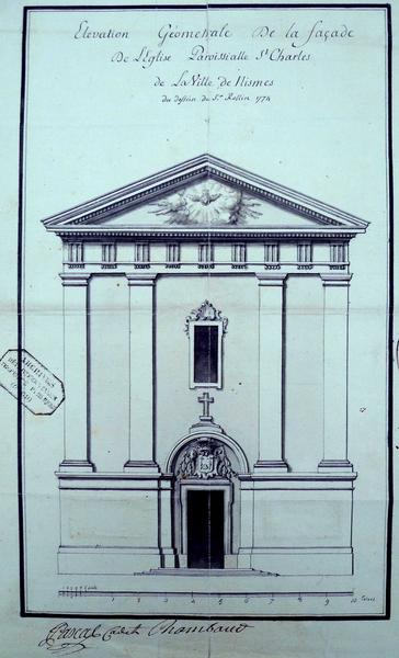 Elévation de la façade 1774 signée Rollin.