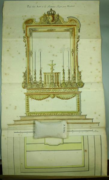 Plan d'un autel à la romaine projeté pour Montlouis 1733 (Archives départementales Pyrénées-Orientales).