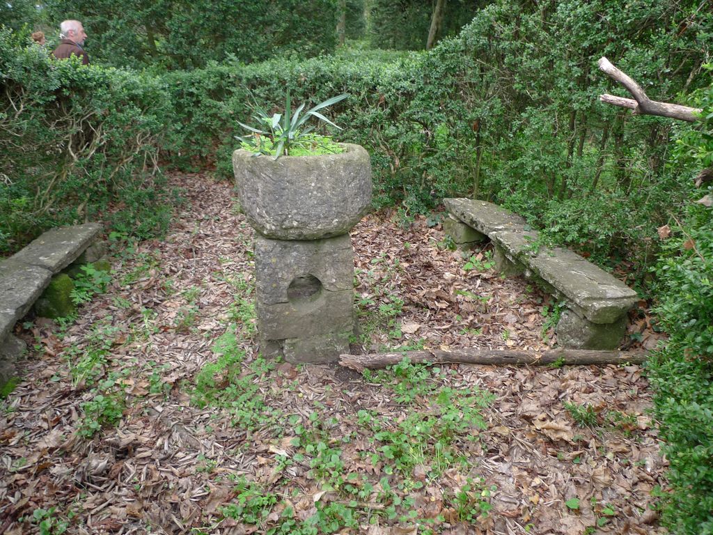 Parc, labyrinthe de buis, salon de verdure.