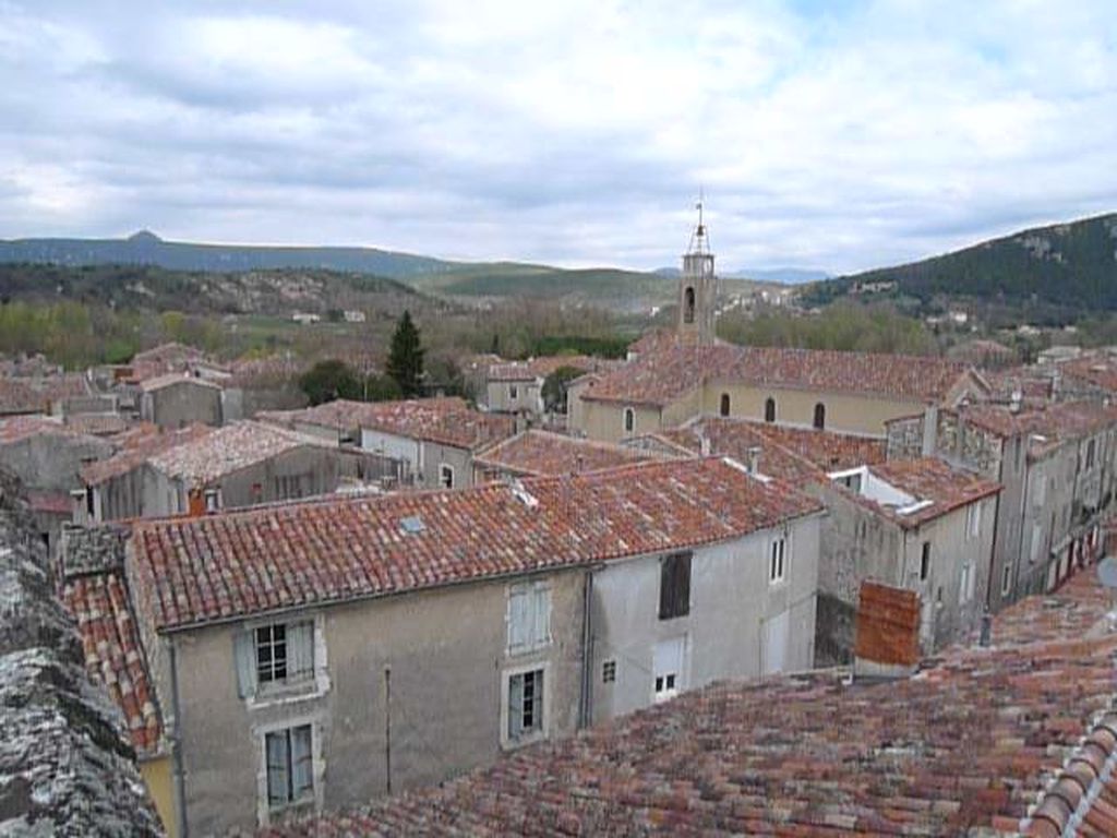 vue générale du village depuis la tour du château, vers l'ouest.