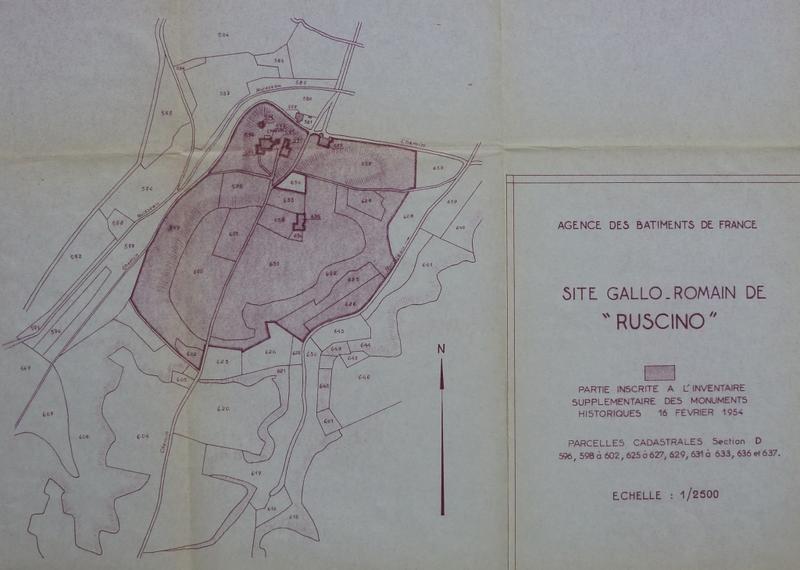 Plan des parcelles protégées au titre des monuments historiques en 1954.