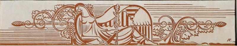 Détail du fronton : le sgraffite est l'oeuvre d'Armand Pellier en 1960.