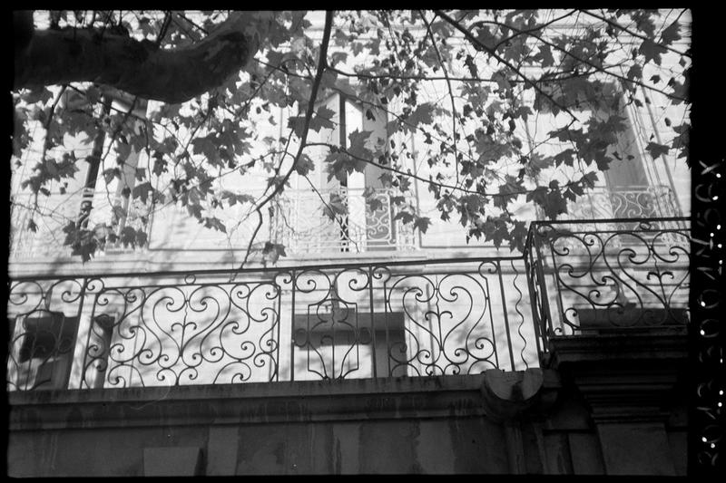 Grilles en fer forgé (balcon et fenêtres) de la façade sur l'esplanade.