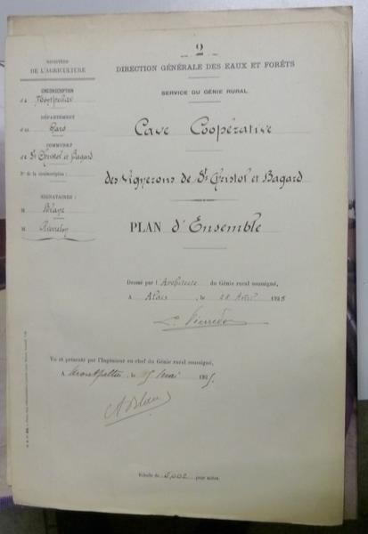 Plan d'ensemble signé L. Pierredon 1925, archives de la cave.