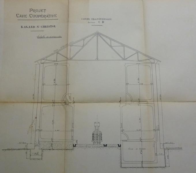 Coupe transversale, archives de la cave.