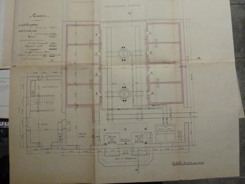 Plan de la cuverie, archives de la cave.