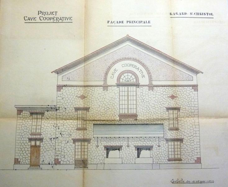 Façade principale aquarellée, archives de la cave.