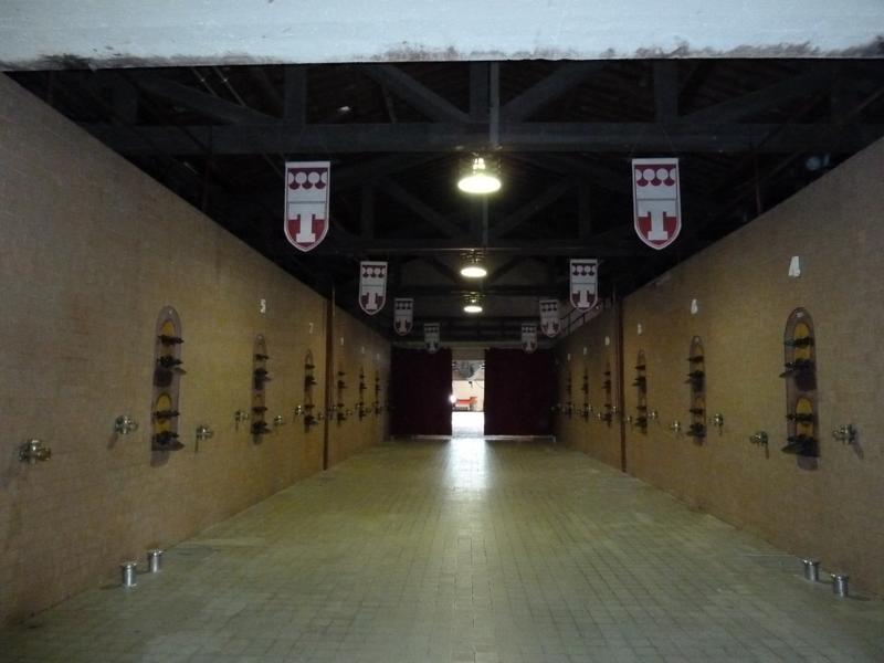 Intérieur de la cave d'origine : travée de cuves.