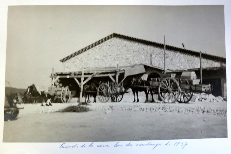 Archives de la cave : vendanges de 1937, l'auvent en pierre n'est pas encore construit.