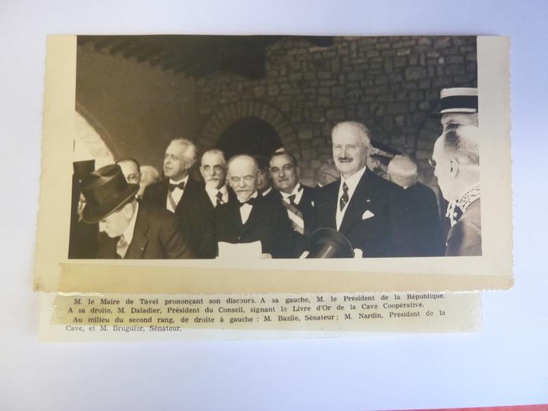 Archives de la cave : inauguration de la cave par le président de la république Albert Lebrun le 31 juillet 1938.