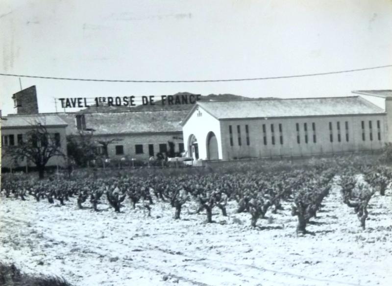 Archives de la cave : vue de la façade est avec le logement de fonction et l'agrandissement de 1973 (avant son remaniement de 2005).