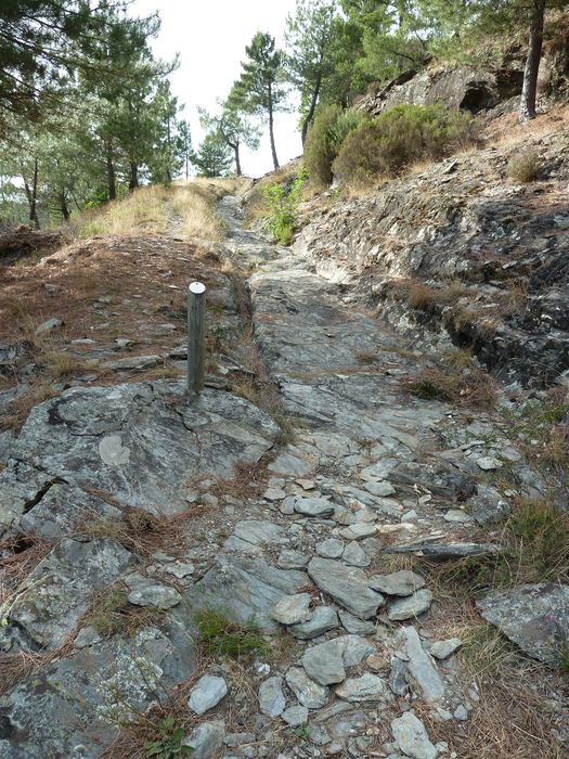 Voie romaine de Coudoulous avec ornières et traces de passage des chars.